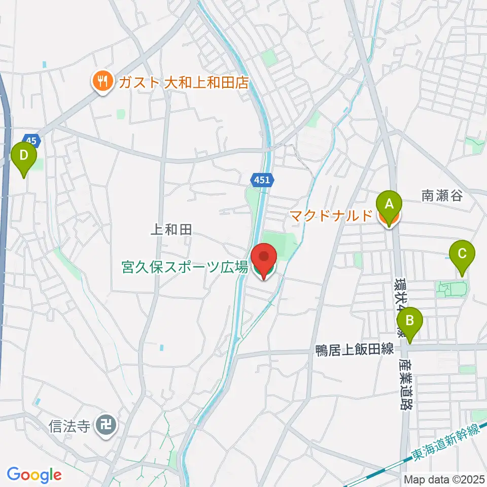 宮久保スポーツ広場周辺のカフェ一覧地図