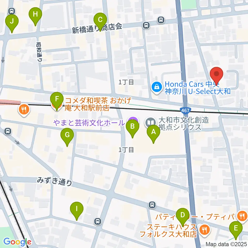 ウィーンホール周辺のカフェ一覧地図