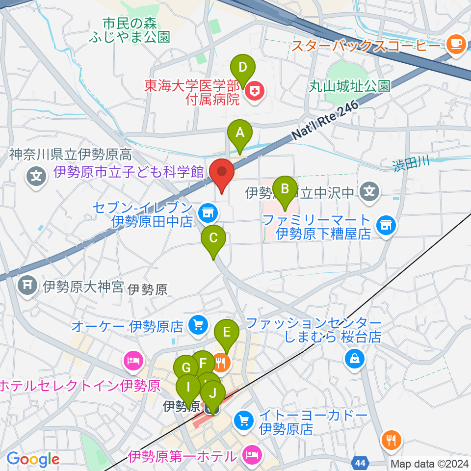 伊勢原市立子ども科学館周辺のカフェ一覧地図