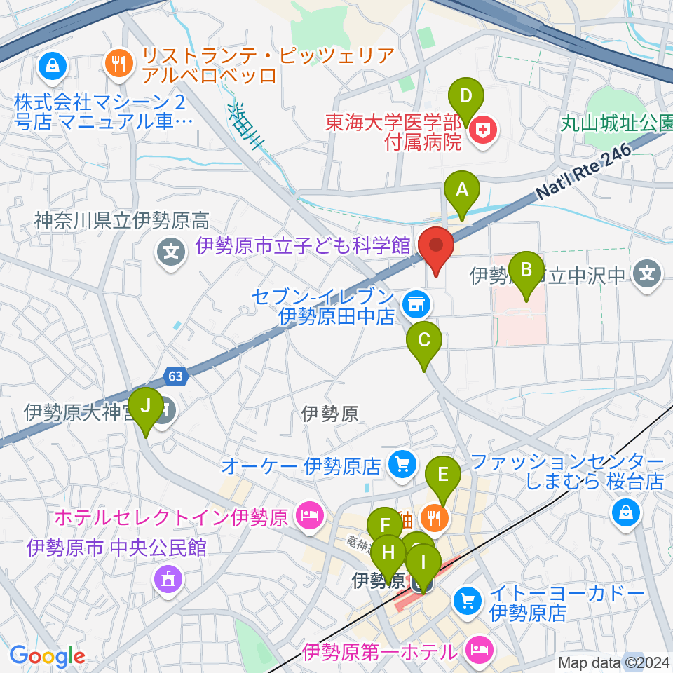 伊勢原市立子ども科学館周辺のカフェ一覧地図