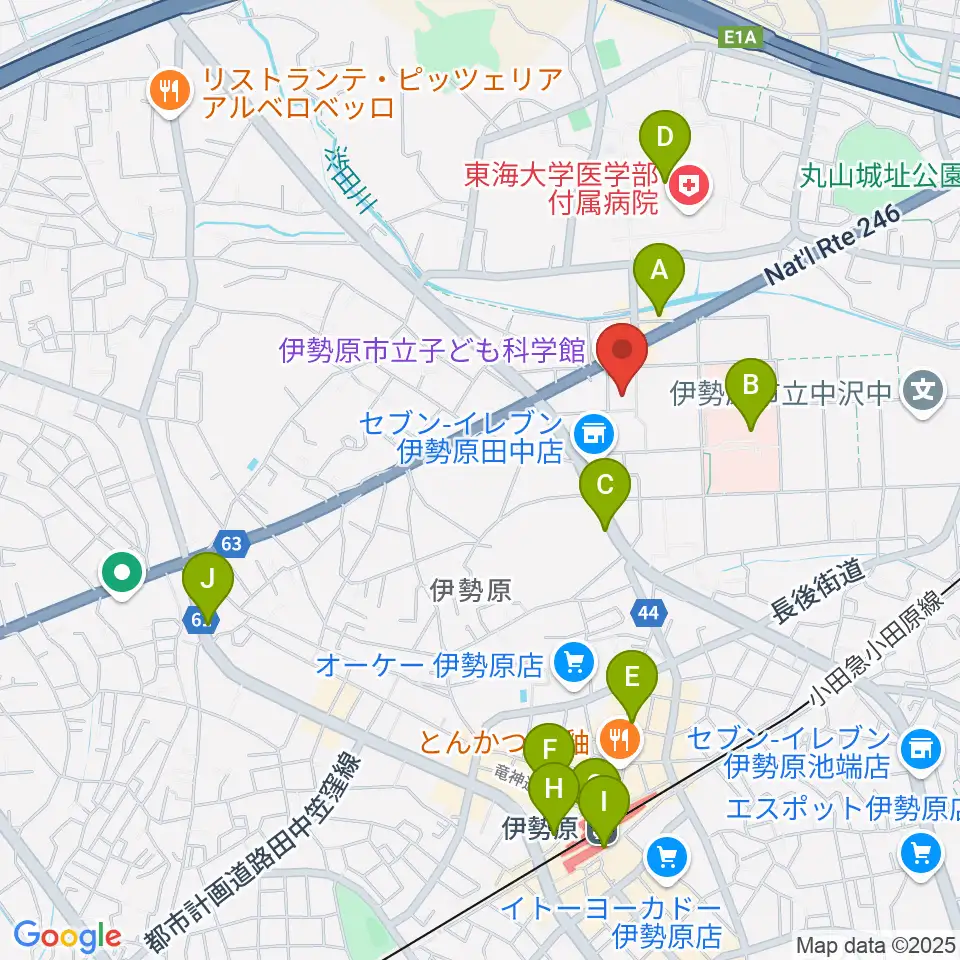 伊勢原市立子ども科学館周辺のカフェ一覧地図