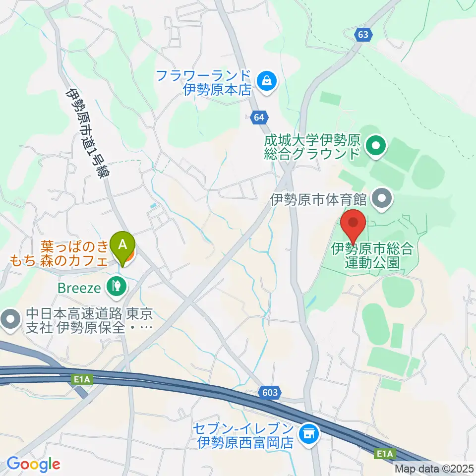 伊勢原市総合運動公園自由広場周辺のカフェ一覧地図