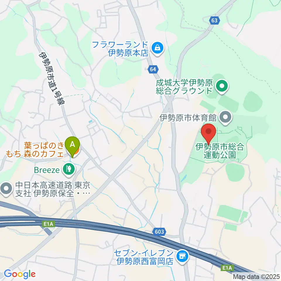 伊勢原市総合運動公園自由広場周辺のカフェ一覧地図