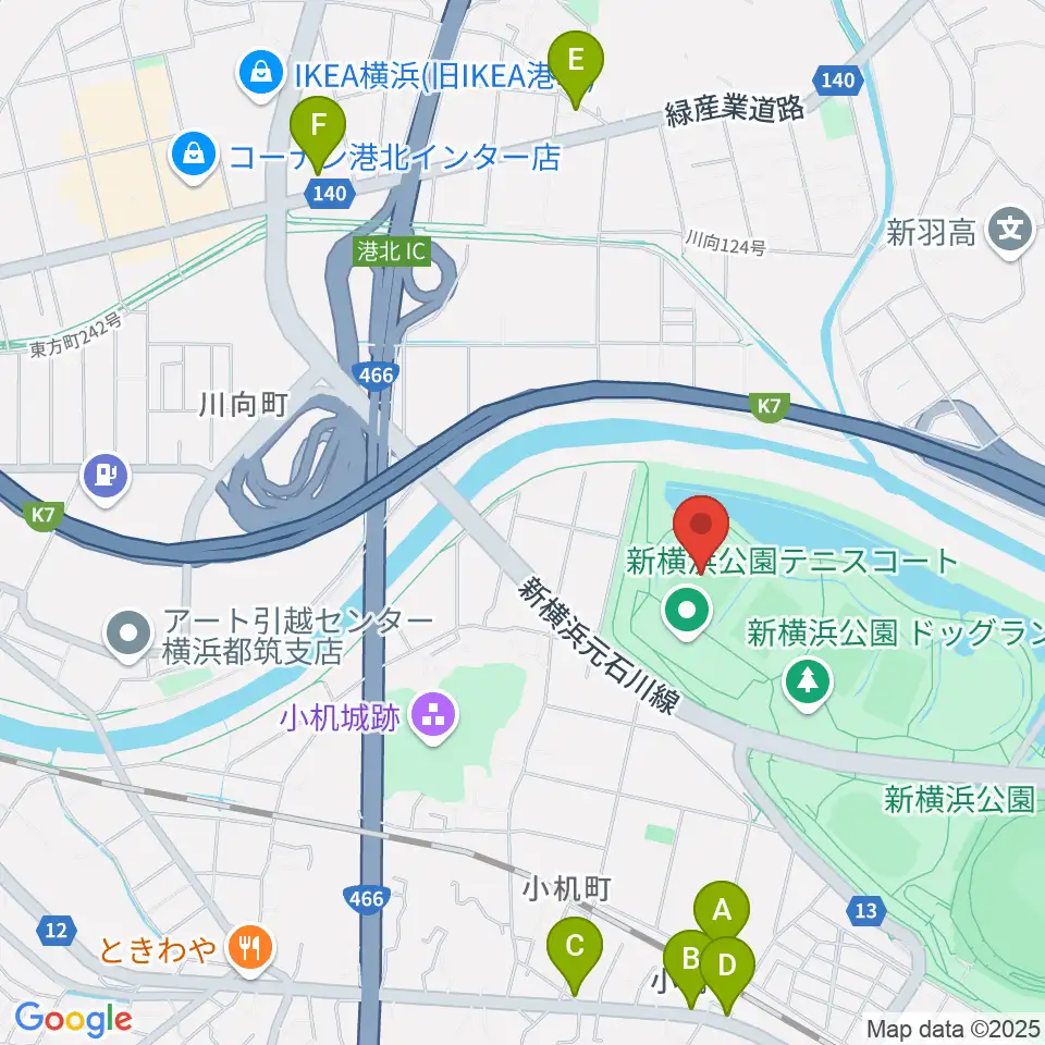 新横浜公園野球場周辺のカフェ一覧地図