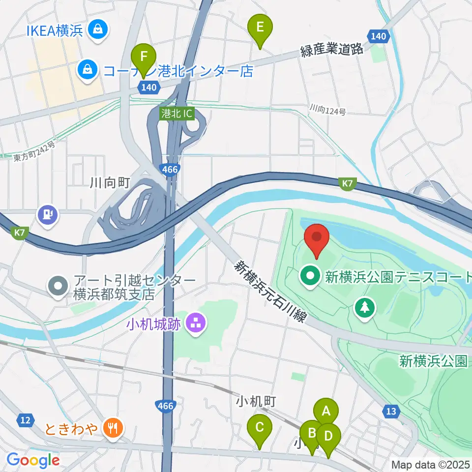  新横浜公園野球場周辺のカフェ一覧地図