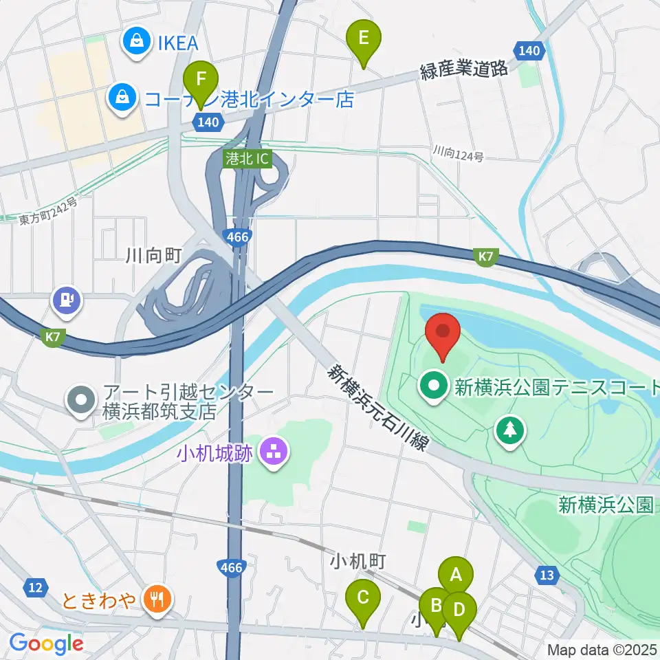新横浜公園野球場周辺のカフェ一覧地図