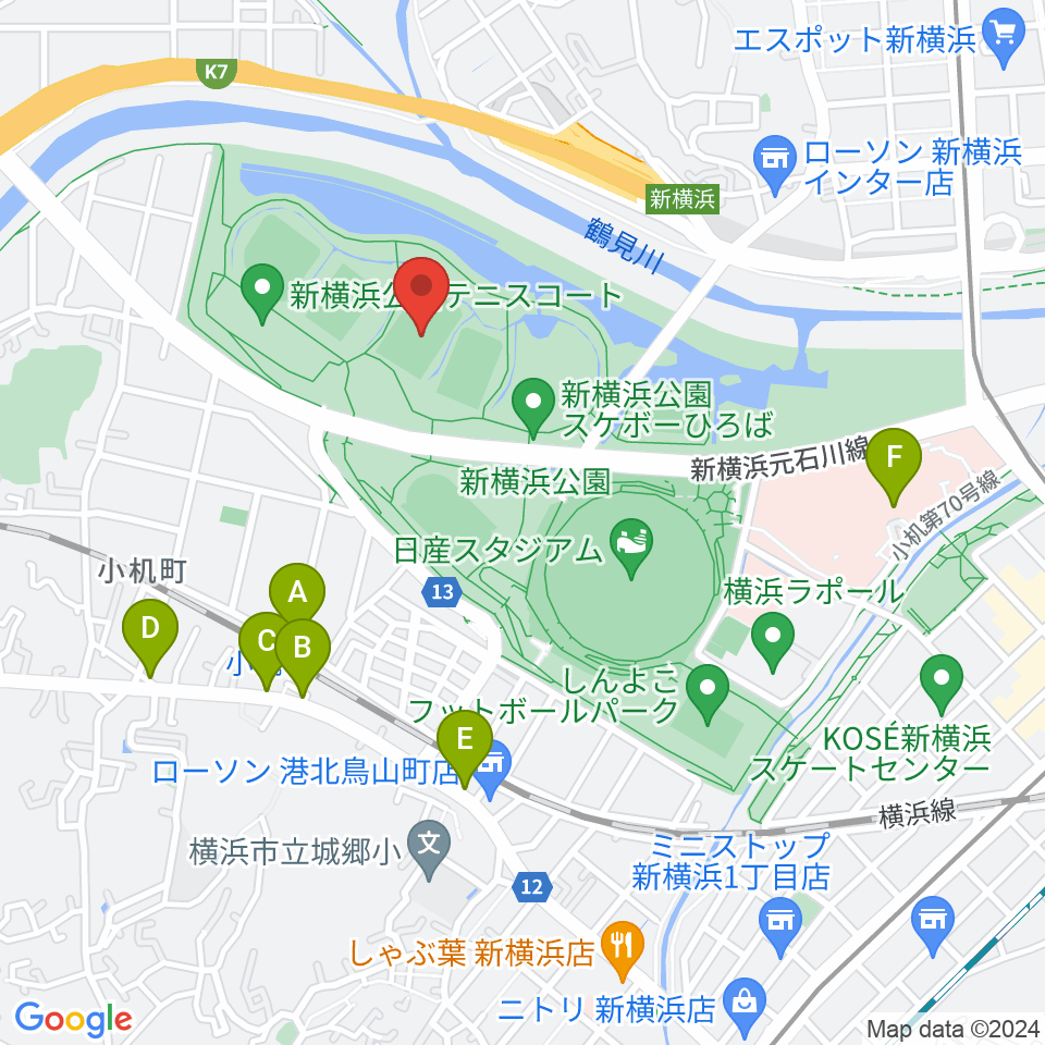 新横浜公園第2運動広場周辺のカフェ一覧地図