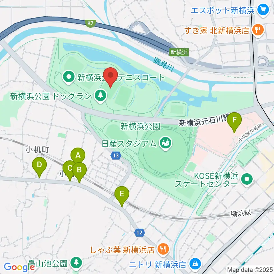 新横浜公園第2運動広場周辺のカフェ一覧地図
