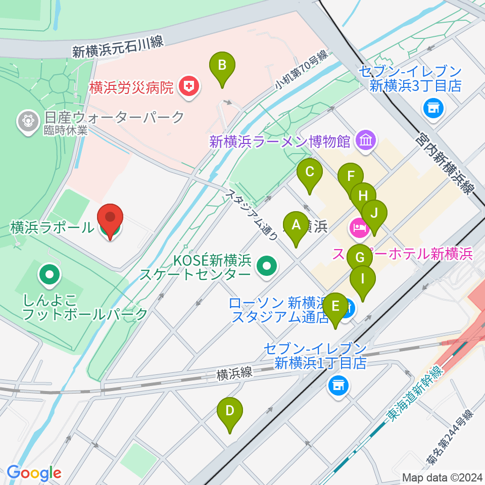 横浜ラポール周辺のカフェ一覧地図