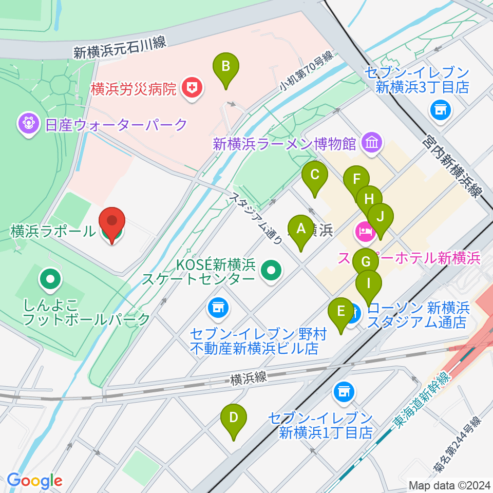 横浜ラポール周辺のカフェ一覧地図