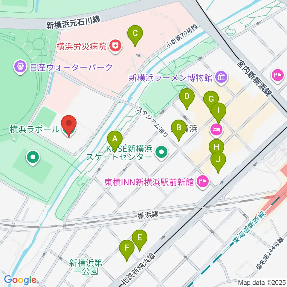 横浜ラポール周辺のカフェ一覧地図