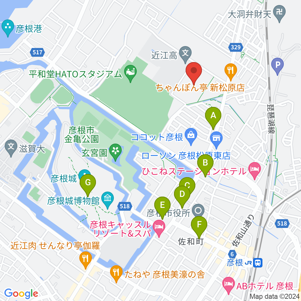 平和堂げんきっこフィールド周辺のカフェ一覧地図