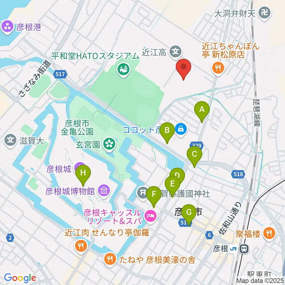 平和堂げんきっこフィールド周辺のカフェ一覧地図
