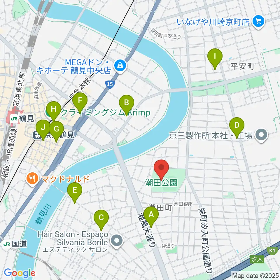 潮田公園野球場周辺のカフェ一覧地図