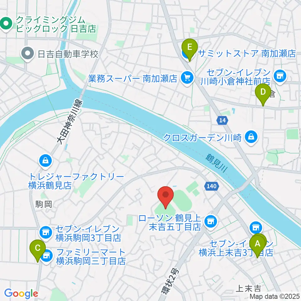 東芝総合グラウンド・野球場周辺のカフェ一覧地図
