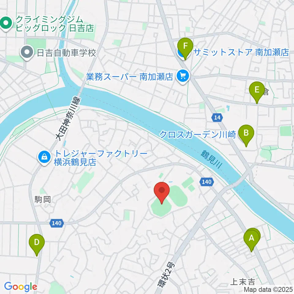 東芝総合グラウンド・野球場周辺のカフェ一覧地図