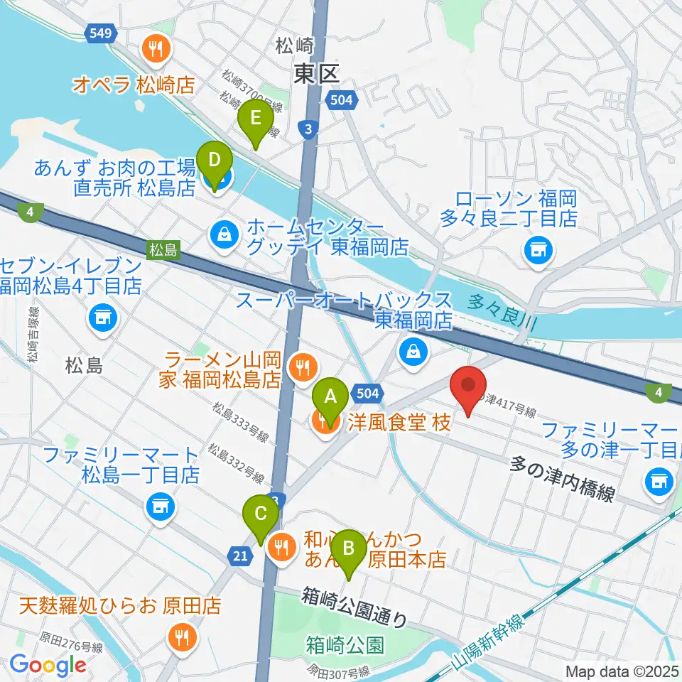 ナイスビームスタジオ周辺のカフェ一覧地図