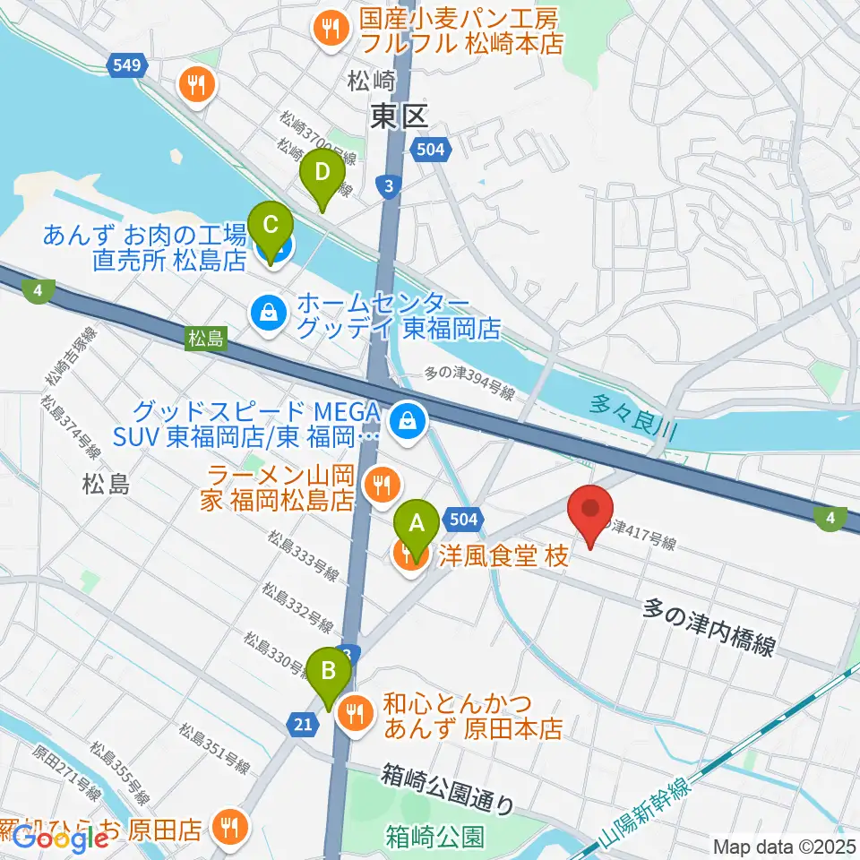ナイスビームスタジオ周辺のカフェ一覧地図