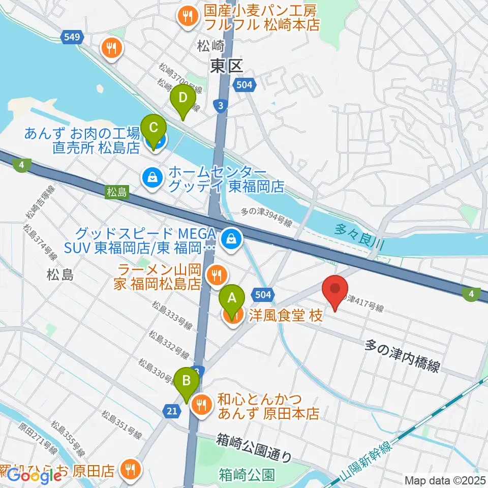 ナイスビームスタジオ周辺のカフェ一覧地図