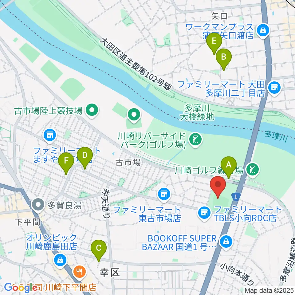 御幸公園野球場周辺のカフェ一覧地図