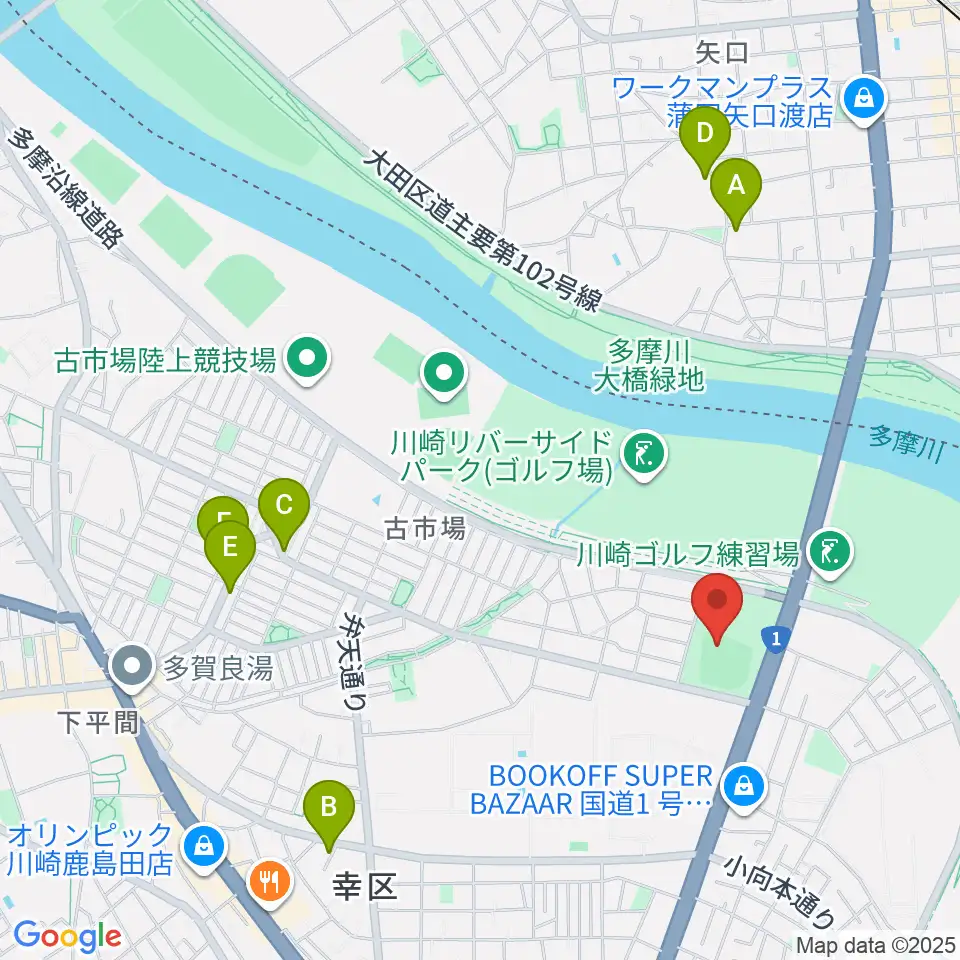 御幸公園野球場周辺のカフェ一覧地図