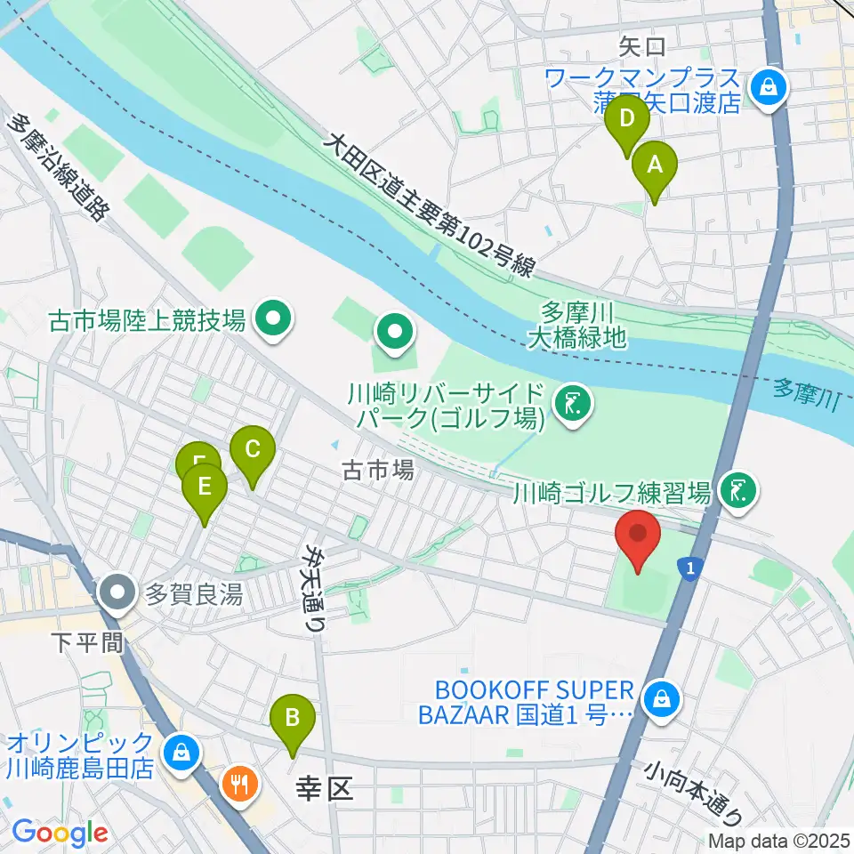 御幸公園野球場周辺のカフェ一覧地図