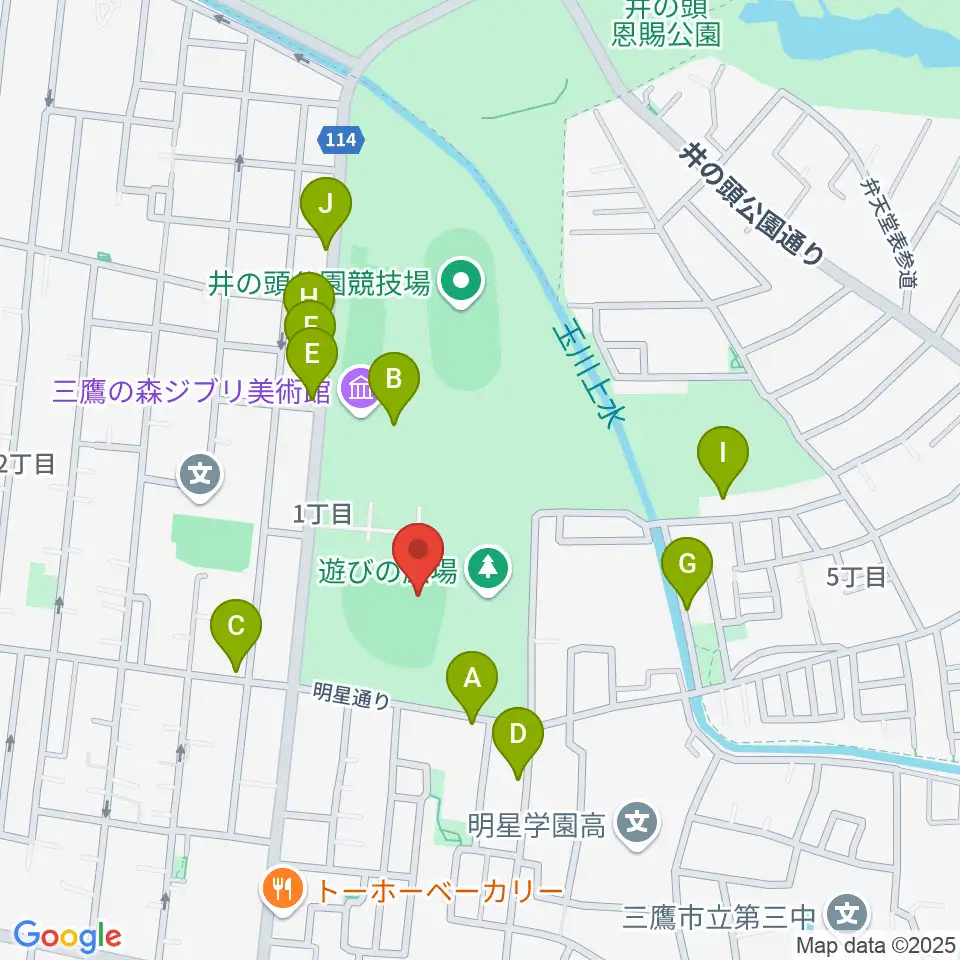 井の頭恩賜公園野球場周辺のカフェ一覧地図