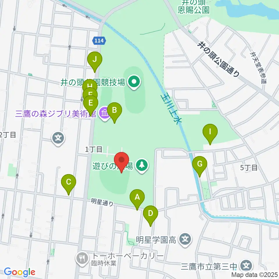井の頭恩賜公園野球場周辺のカフェ一覧地図