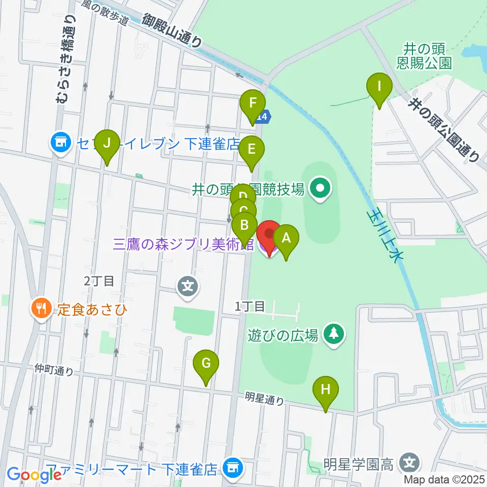三鷹の森ジブリ美術館周辺のカフェ一覧地図