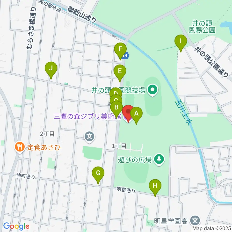 三鷹の森ジブリ美術館周辺のカフェ一覧地図