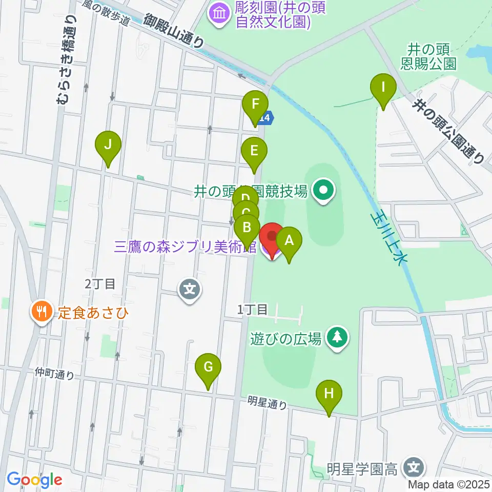 三鷹の森ジブリ美術館周辺のカフェ一覧地図