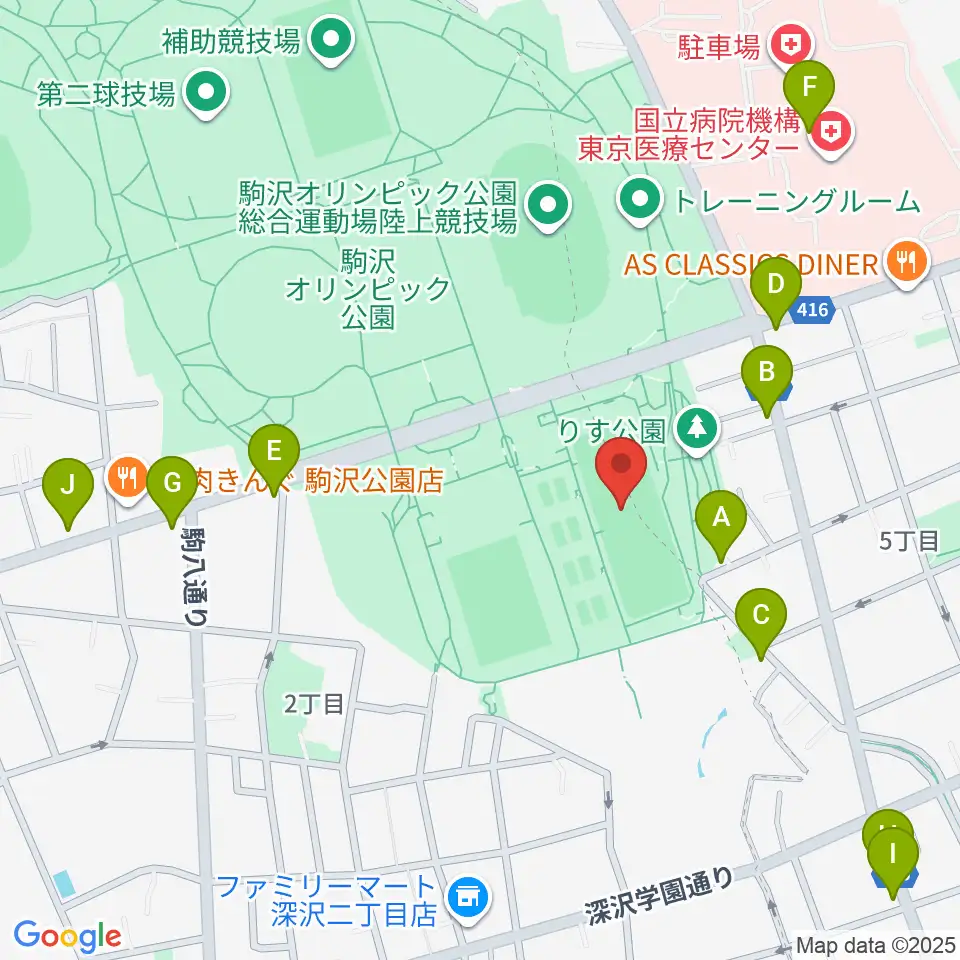 駒沢オリンピック公園軟式野球場周辺のカフェ一覧地図