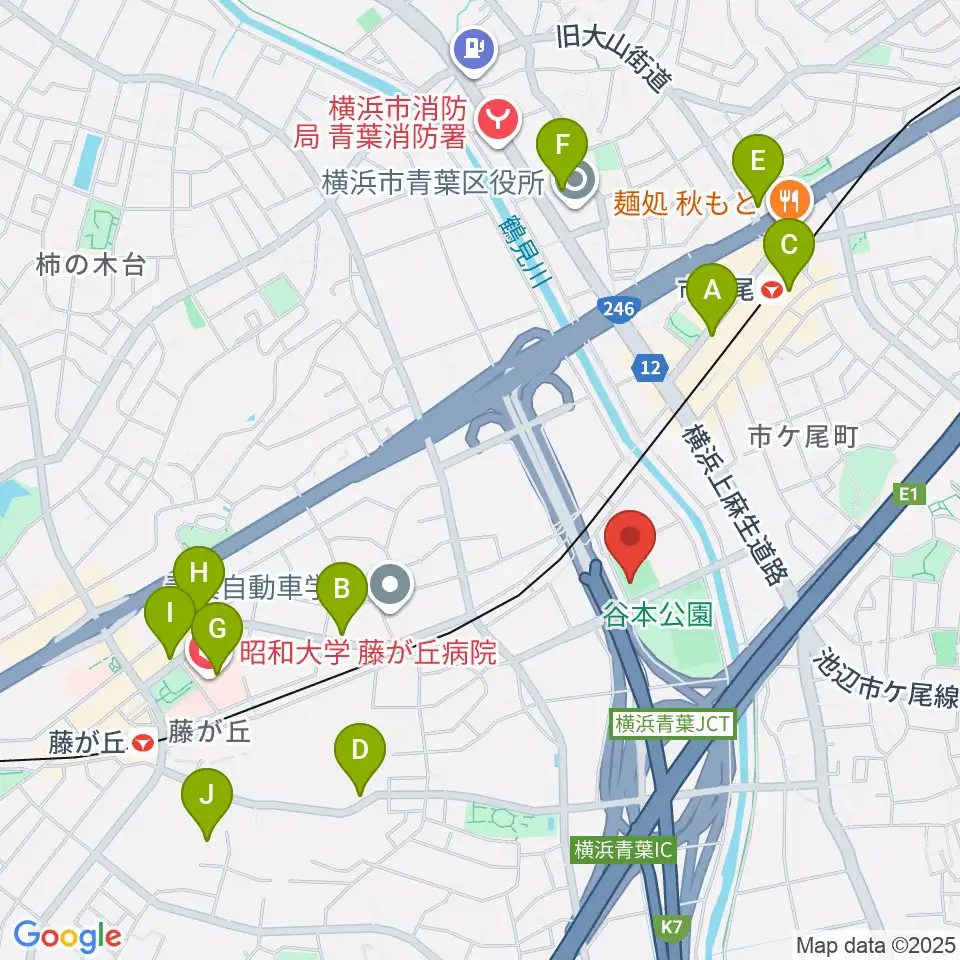 谷本公園多目的運動広場周辺のカフェ一覧地図