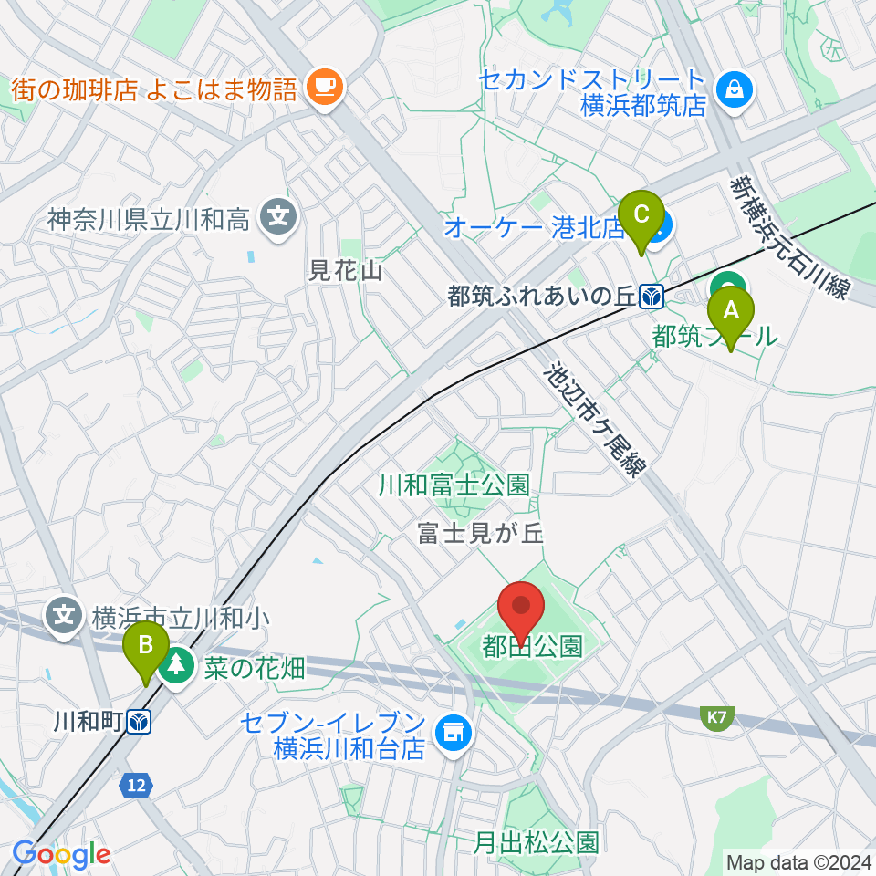 都田公園運動広場 周辺のカフェ一覧地図