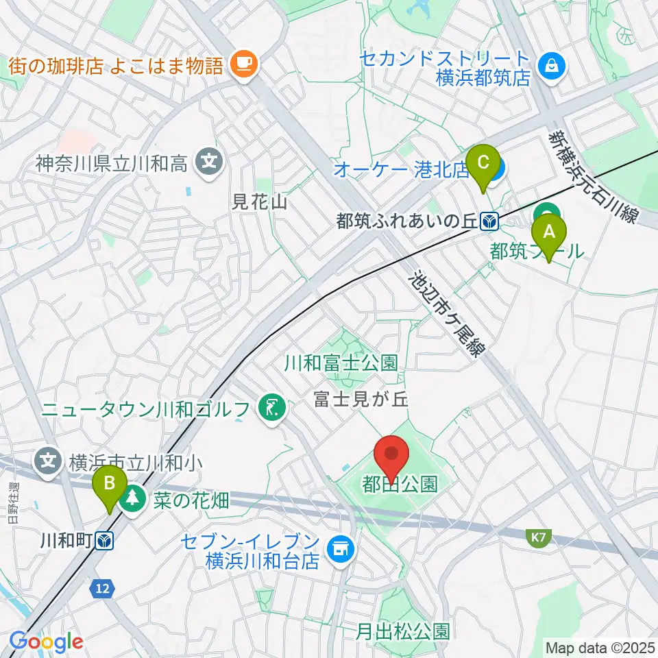 都田公園運動広場 周辺のカフェ一覧地図