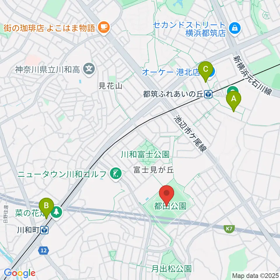 都田公園運動広場 周辺のカフェ一覧地図