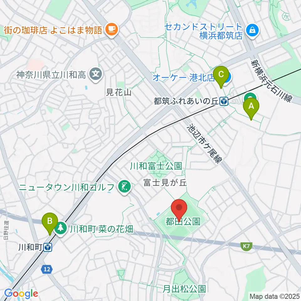 都田公園運動広場 周辺のカフェ一覧地図