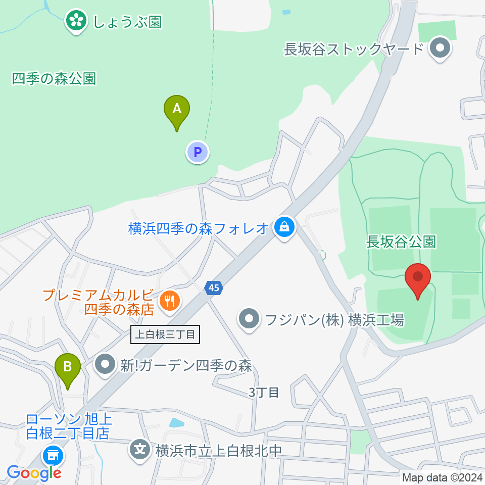 長坂谷公園野球場周辺のカフェ一覧地図