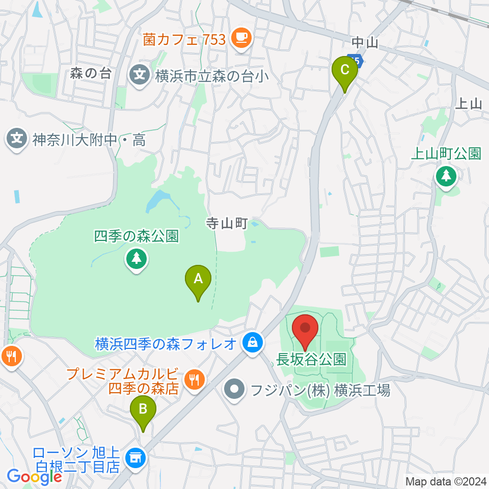 長坂谷公園運動広場 周辺のカフェ一覧地図