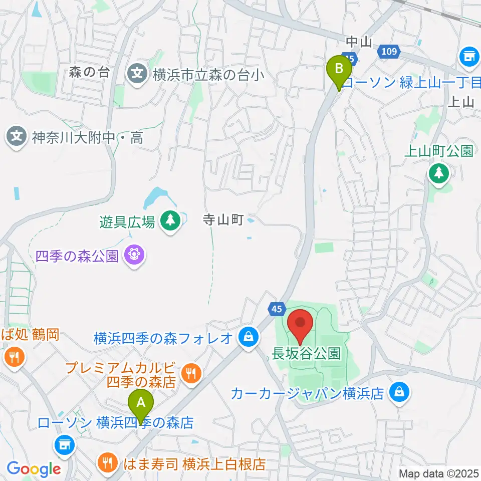 長坂谷公園運動広場 周辺のカフェ一覧地図