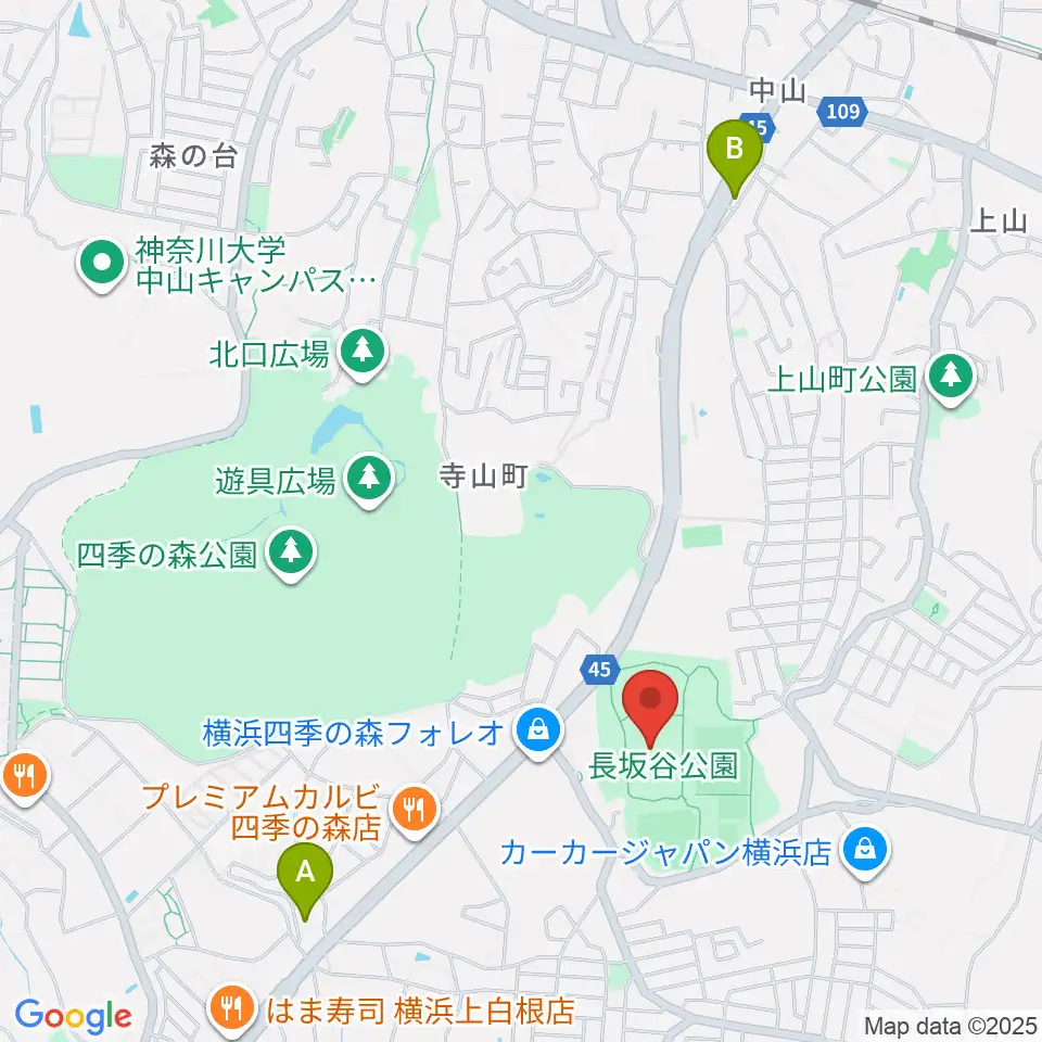 長坂谷公園運動広場 周辺のカフェ一覧地図