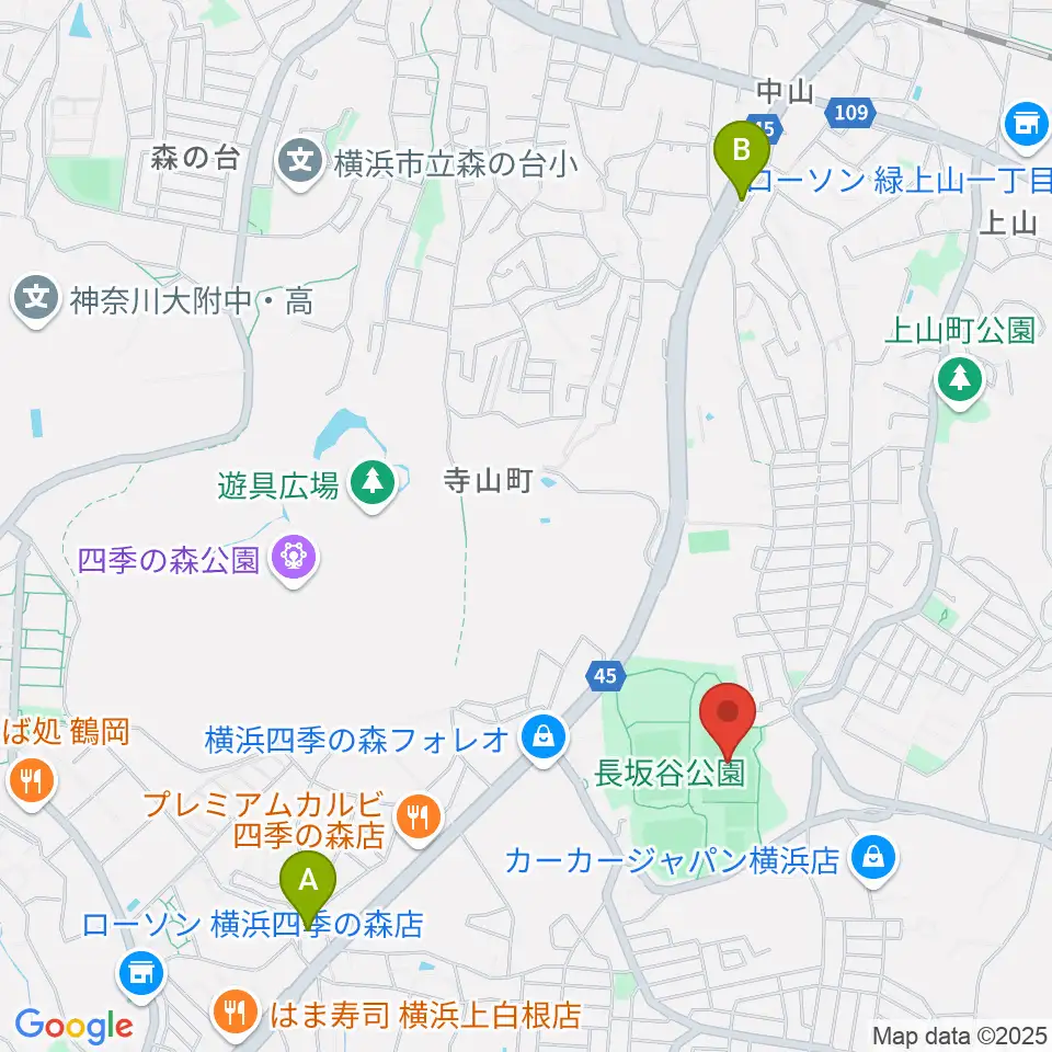 長坂谷公園多目的広場 周辺のカフェ一覧地図