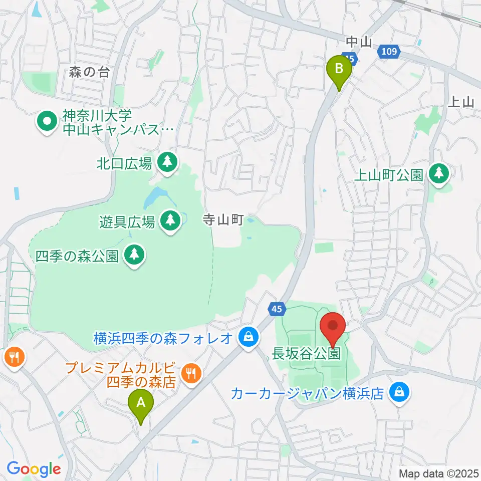 長坂谷公園多目的広場 周辺のカフェ一覧地図