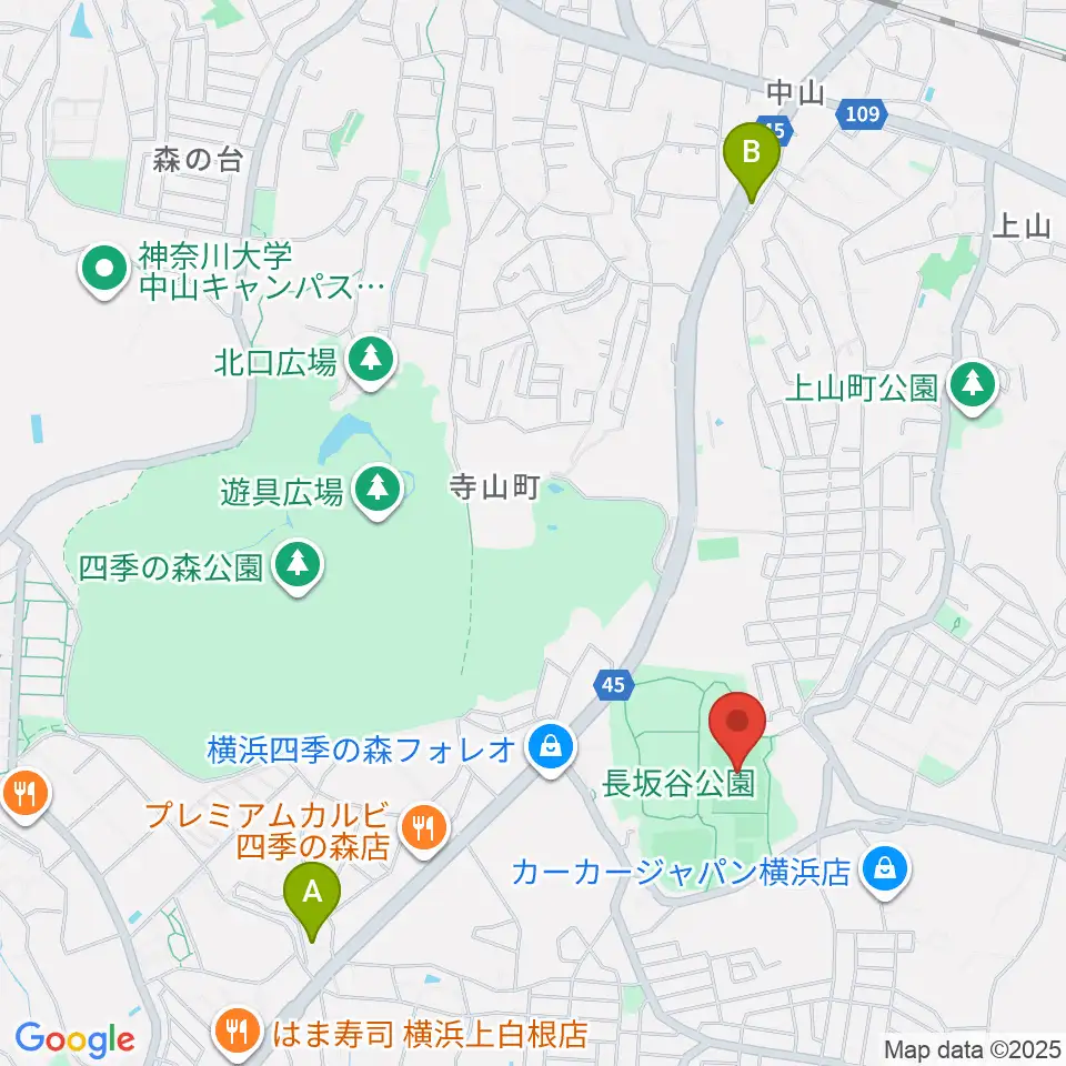 長坂谷公園多目的広場 周辺のカフェ一覧地図