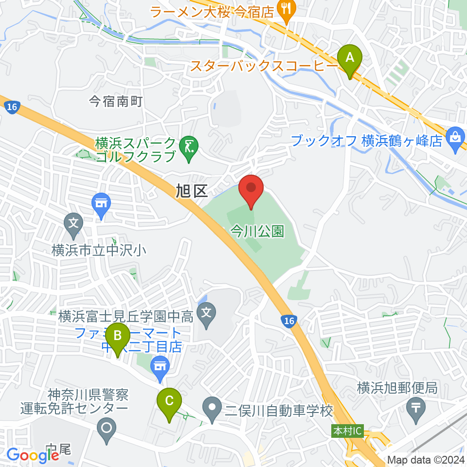 今川公園野球場 周辺のカフェ一覧地図