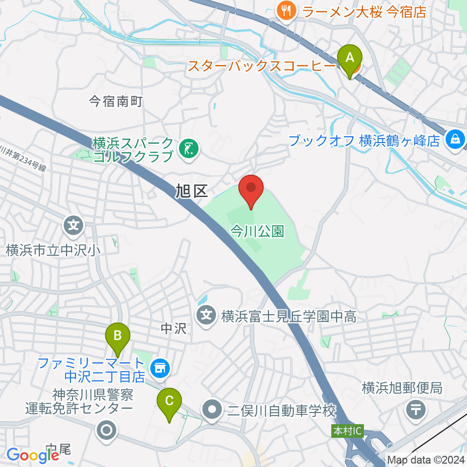 今川公園野球場 周辺のカフェ一覧地図