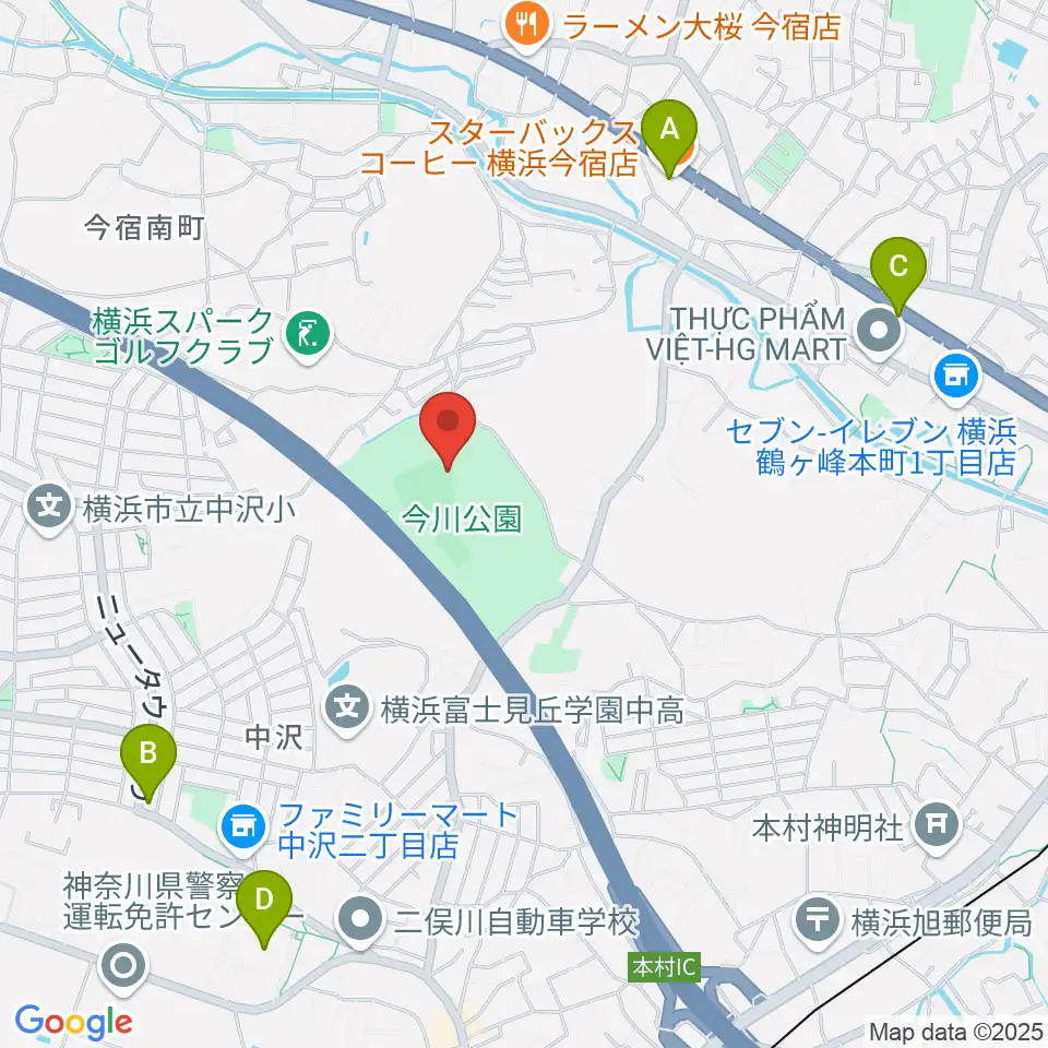 今川公園野球場 周辺のカフェ一覧地図