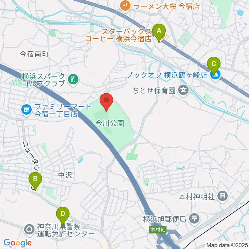 今川公園野球場 周辺のカフェ一覧地図