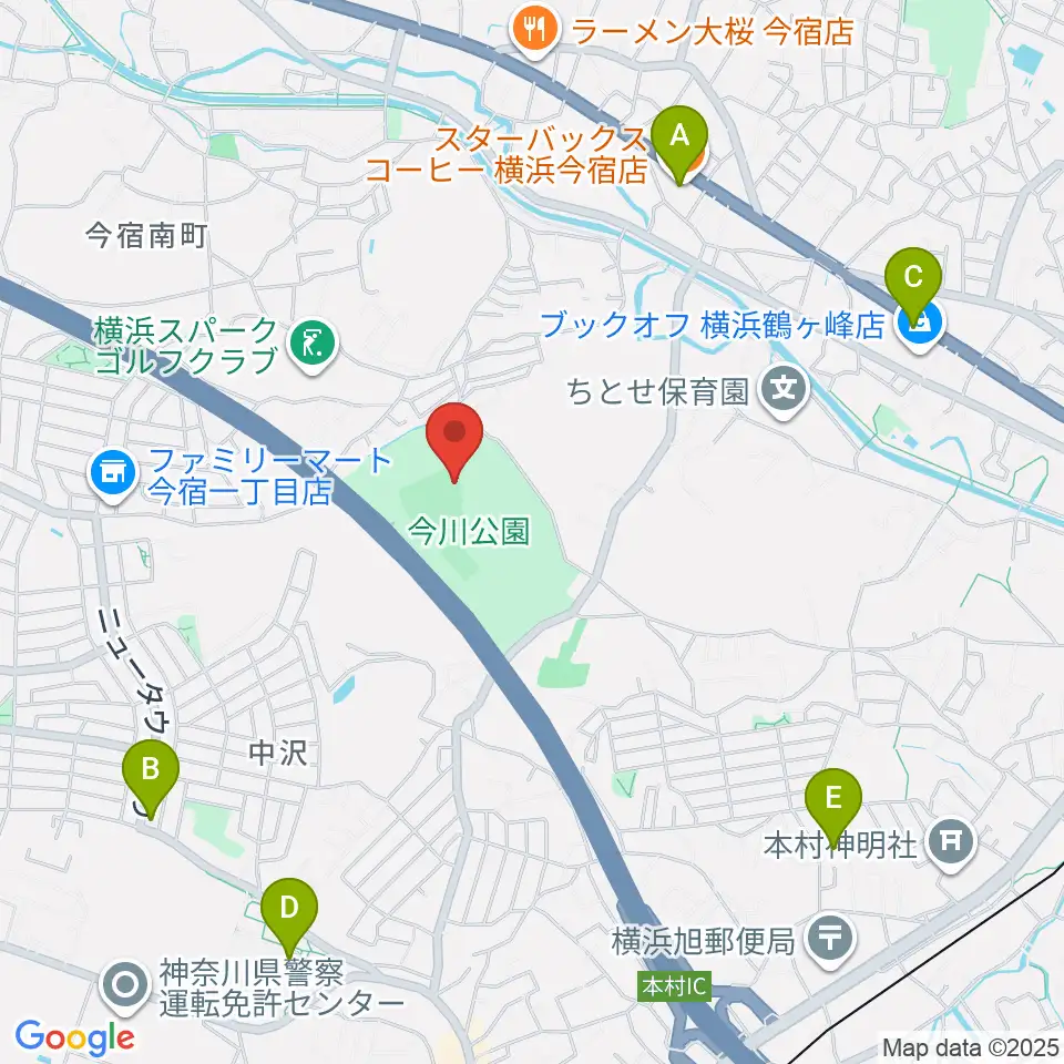 今川公園野球場 周辺のカフェ一覧地図