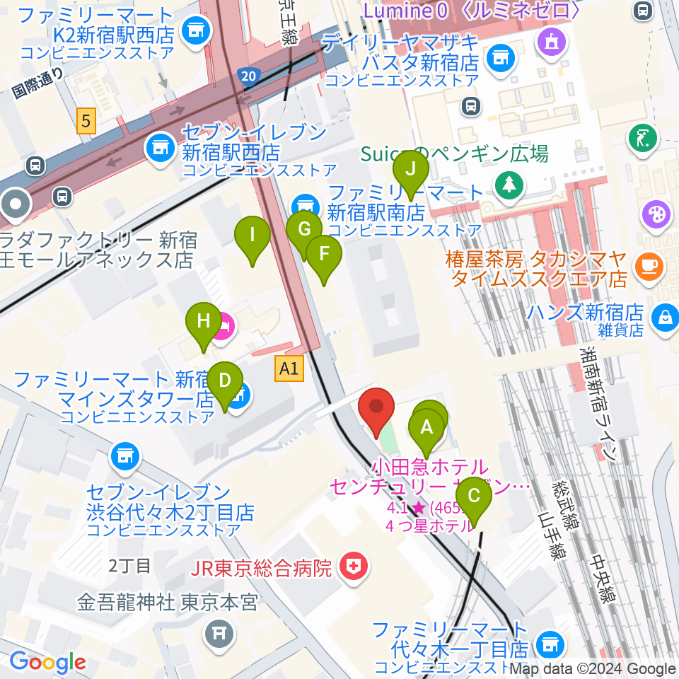 スタジオキーボード周辺のカフェ一覧地図